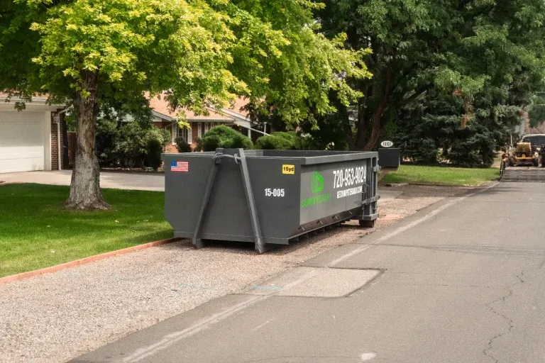 DumpsterDash 15 yard dumpster on a residential street